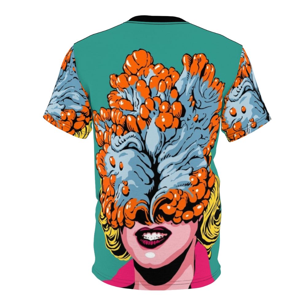 Pop art inspired t-shirt featuring a detailed fungal design, perfect for fans of horror, zombie, and fungi art - Back