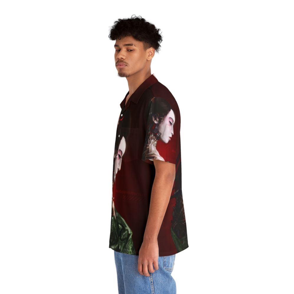 Autonomous Hawaiian Shirt with Futuristic Cyberpunk Design - People Left