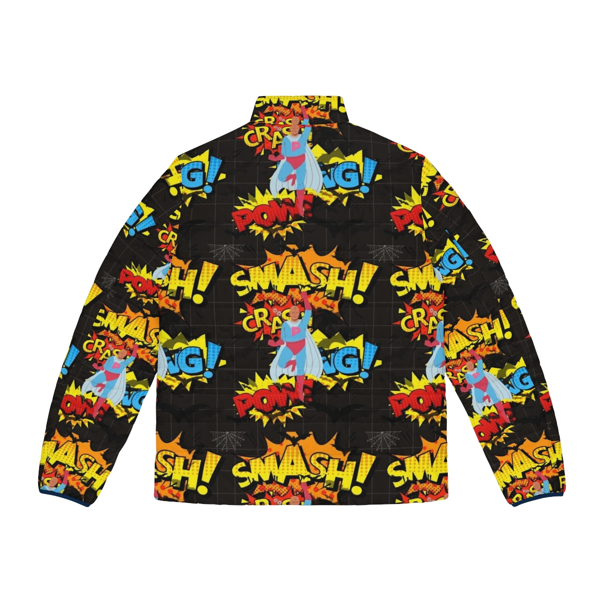 Classic hero puffer jacket with superhero design - Back