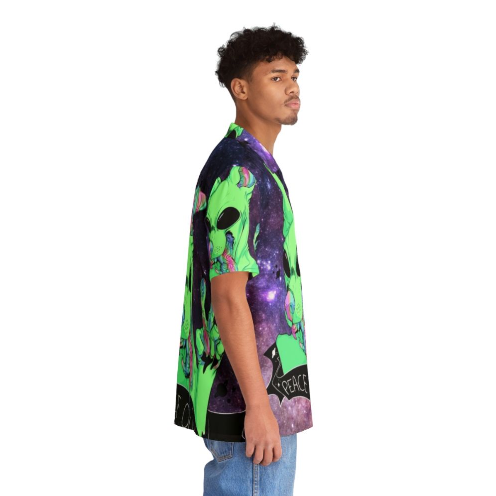 Cosmic Canine Hawaiian Shirt with Space, Alien, and Galaxy Designs - People Pight