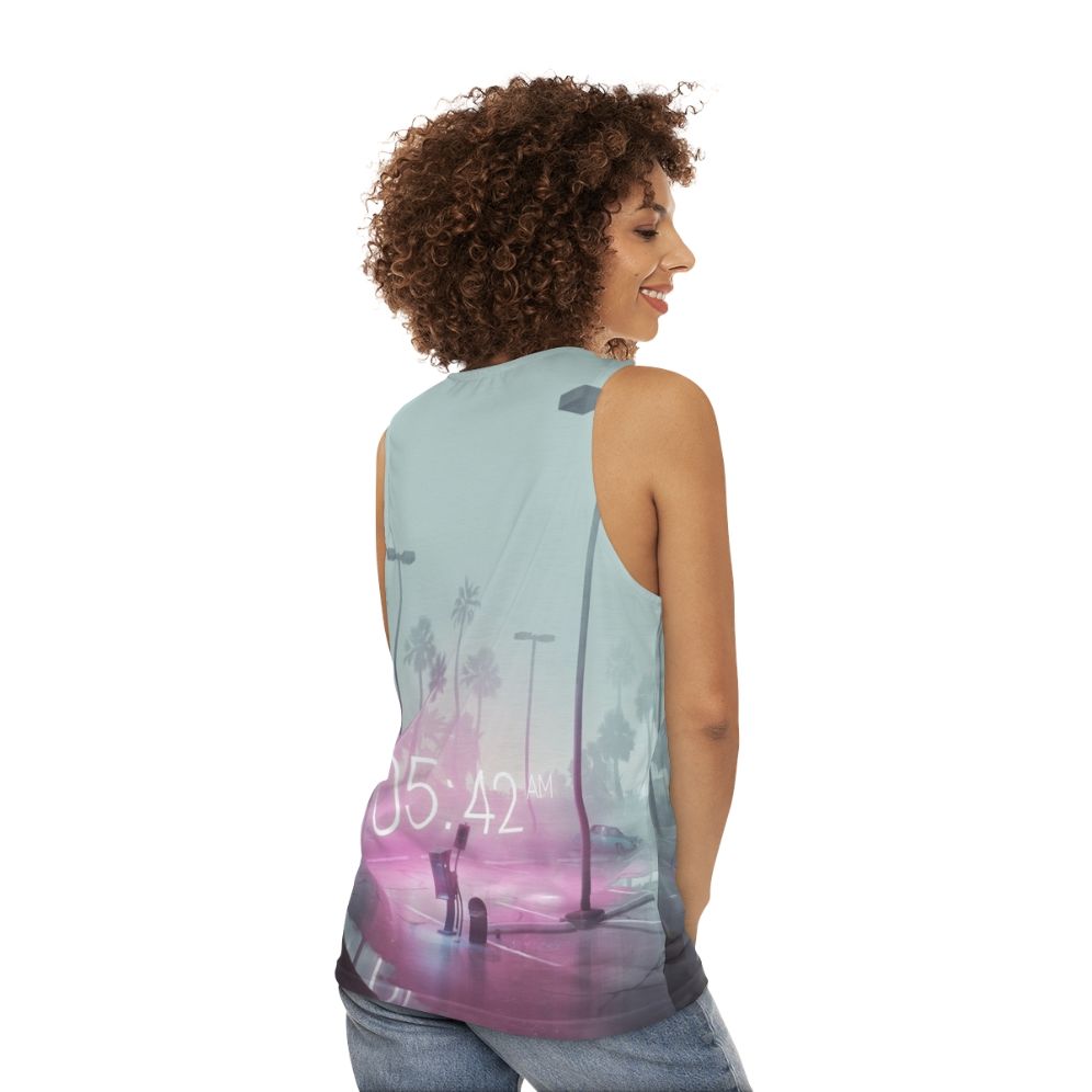 Retro 80s vaporwave synthwave neon tank top - women back