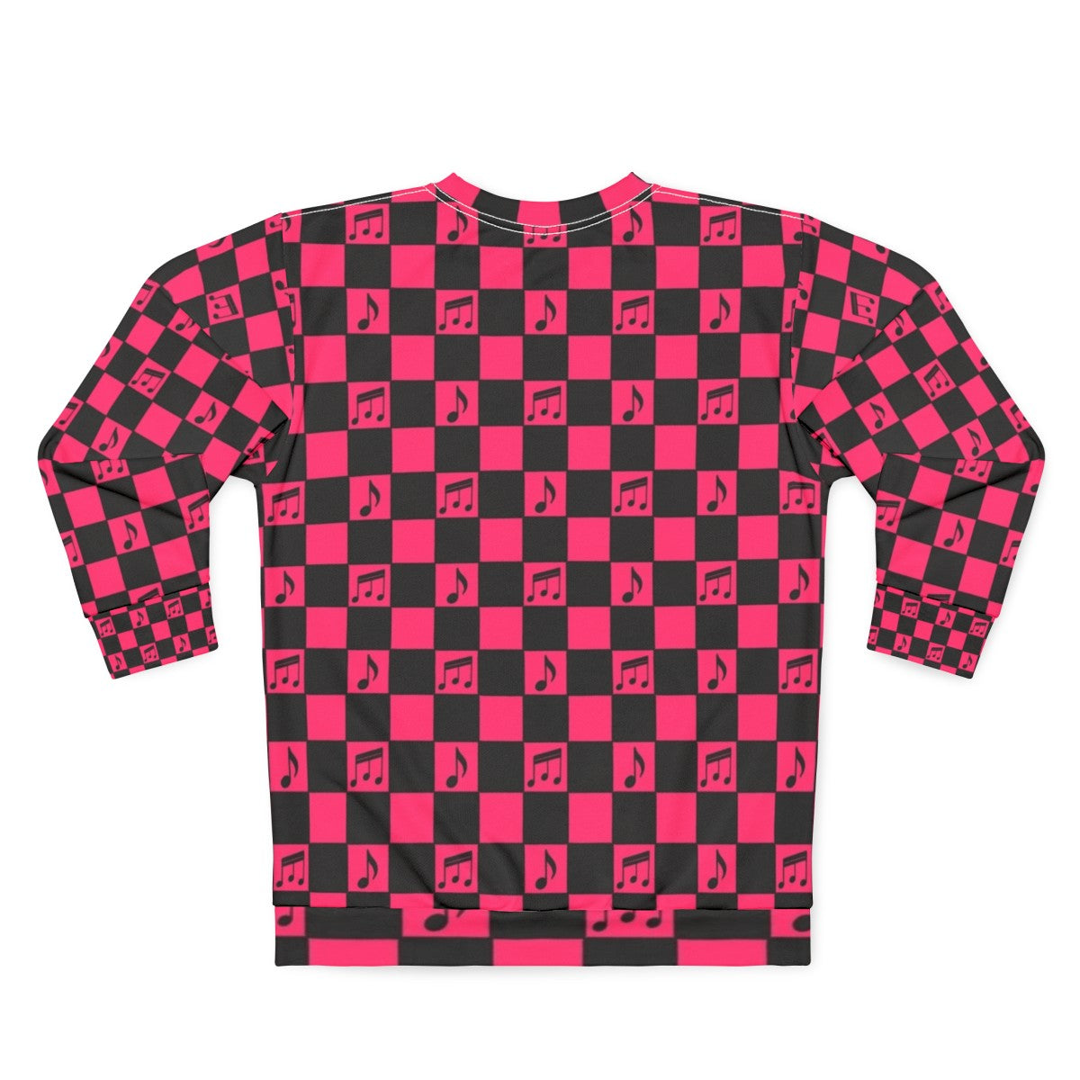 Retro checkerboard music pattern pink sweatshirt - Back