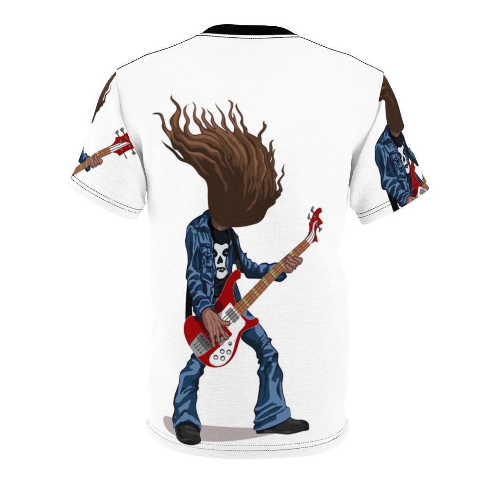 Cliff Burton inspired heavy metal t-shirt featuring a guitar and bass design - Back