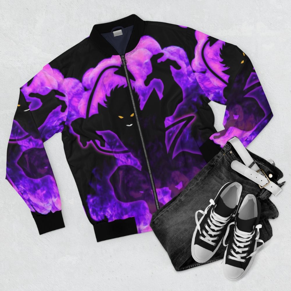 X-Men Nightcrawler Inspired Bomber Jacket with Comic Book Design - Flat lay