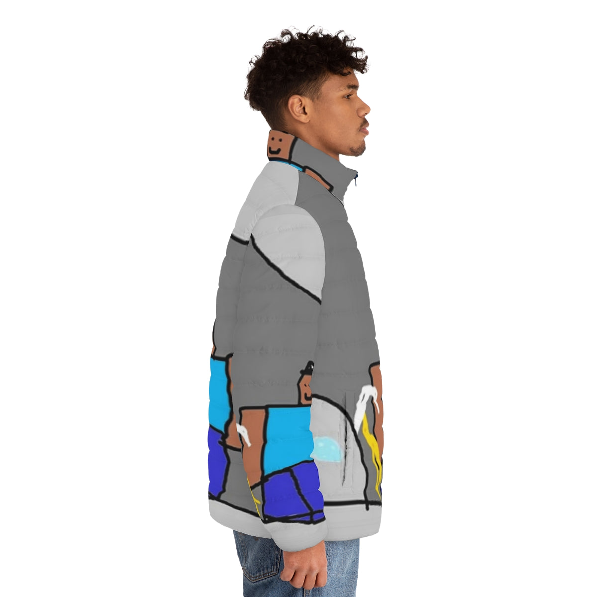 Minecraft diamonds puffer jacket - men side right