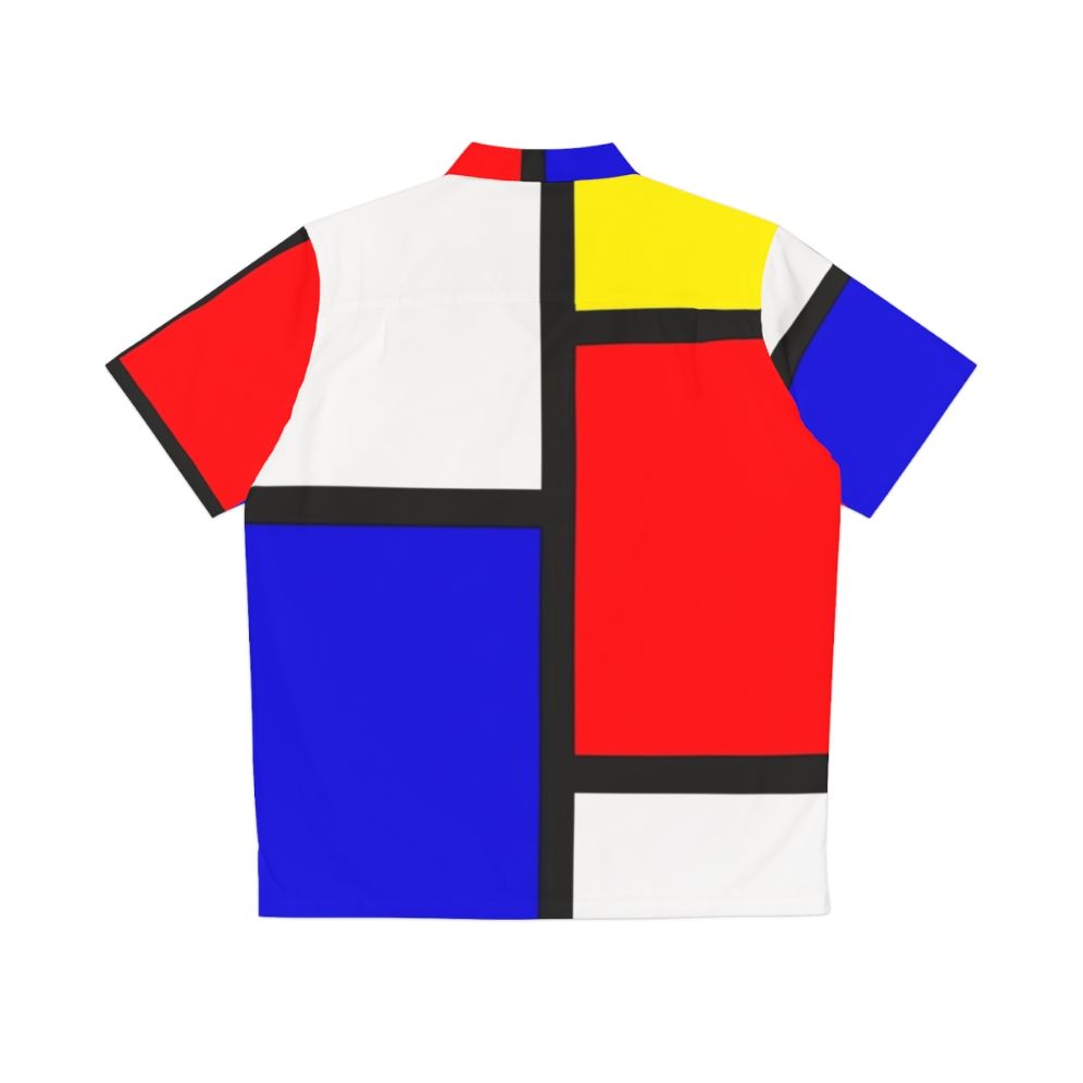 Mondrian-inspired Hawaiian shirt with geometric primary color patterns - Back