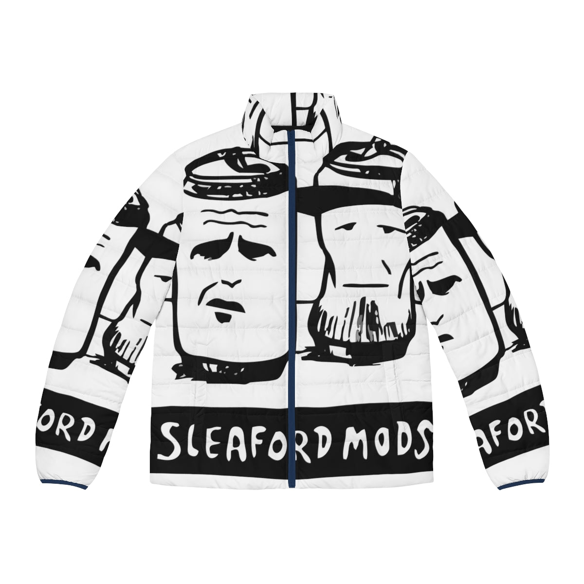 Sleaford Mods inspired puffer jacket with punk rock design