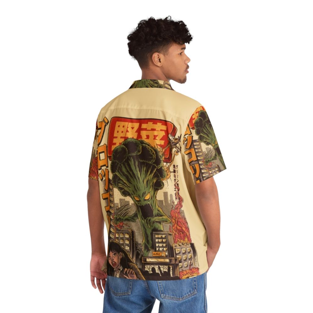 Broccozilla Hawaiian Shirt with Retro Anime-Inspired Vegetable Print - People Back