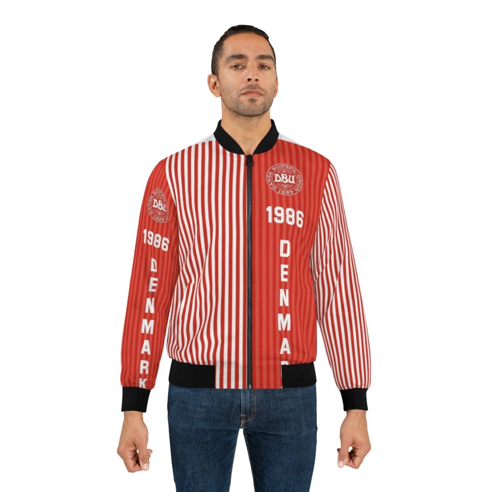 Denmark 1986 Retro Football Bomber Jacket with Classic World Cup Design - Lifestyle