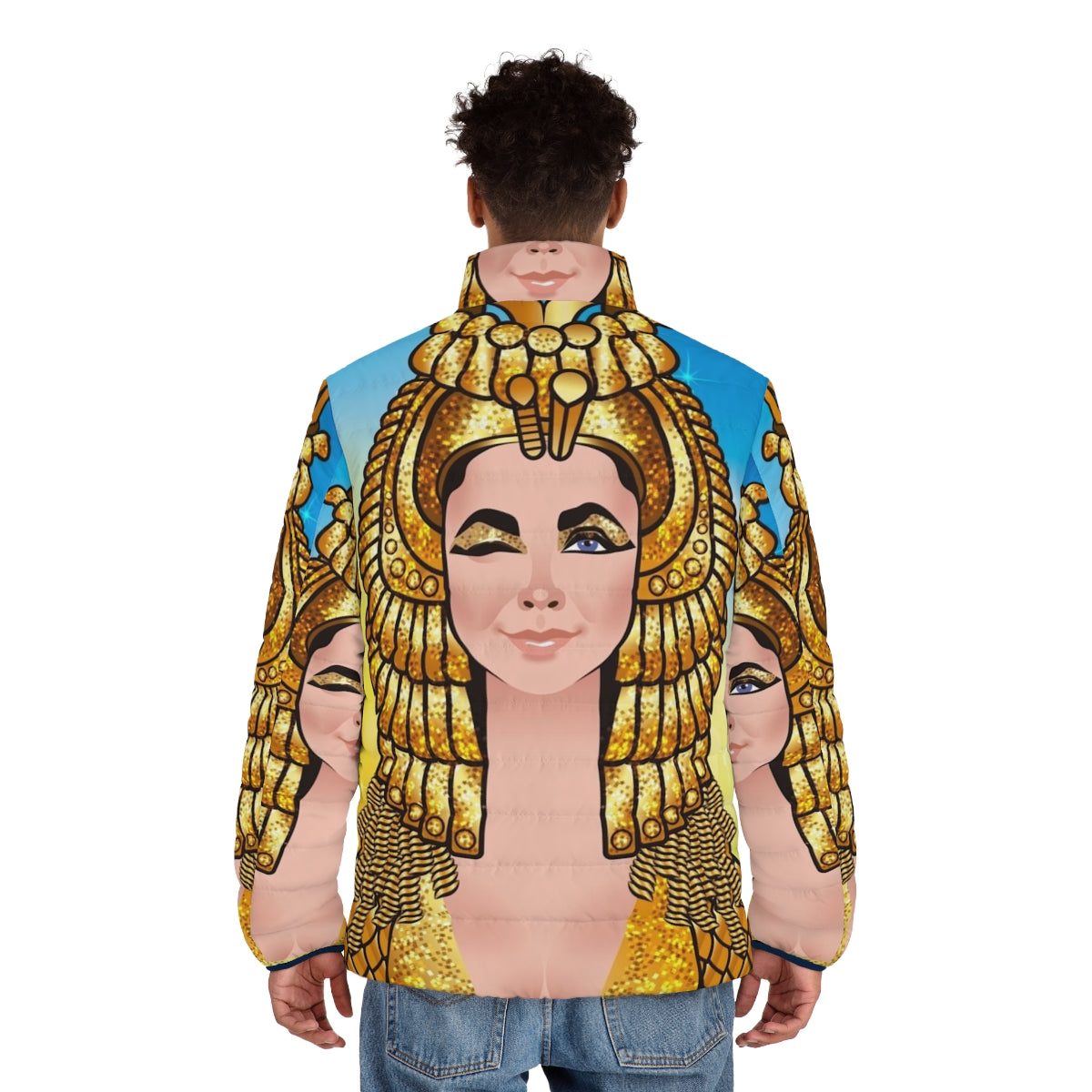 A stylish puffer jacket featuring a Cleopatra-inspired design, perfect for making a statement this winter. - men back