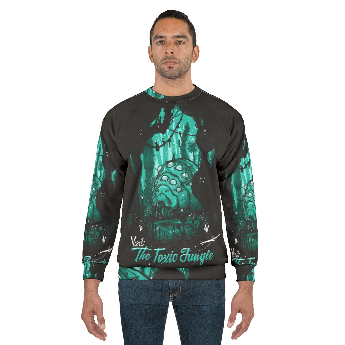 Toxic Jungle Sweatshirt featuring Nausicaa inspired forest and wildlife design - men