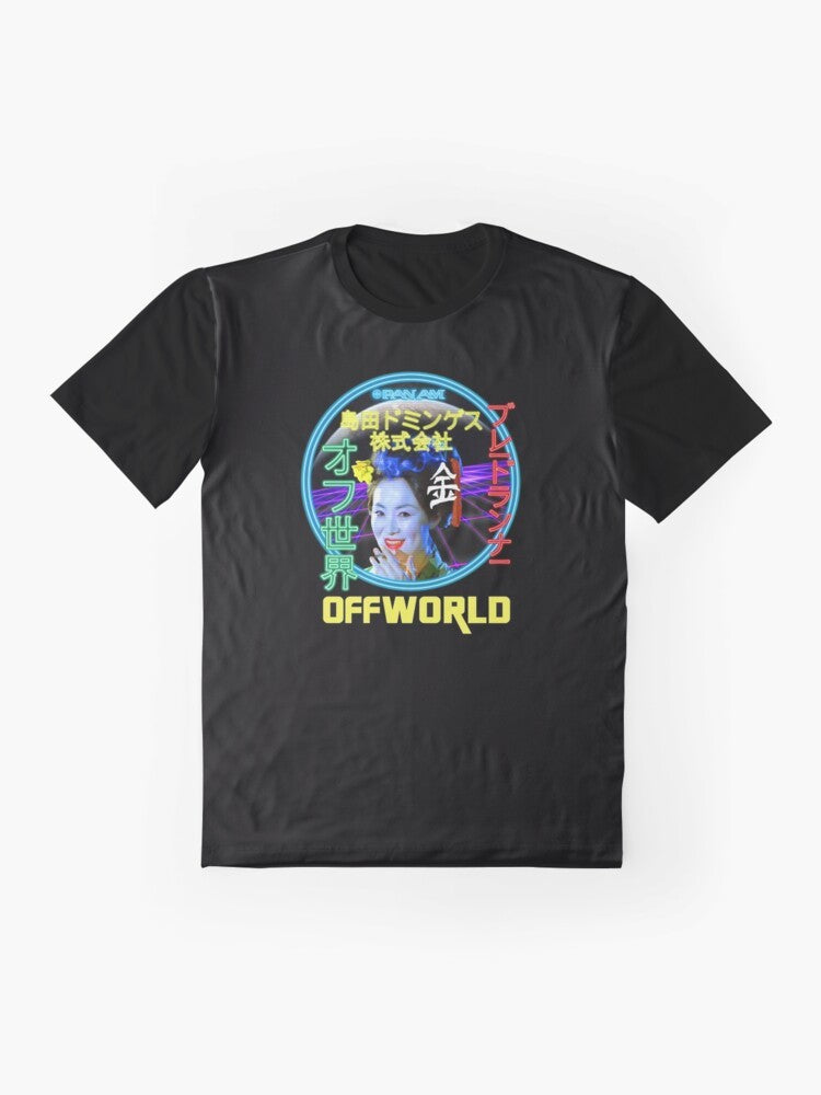 Blade Runner Futuristic Neon Blimp Graphic T-Shirt - Flat lay