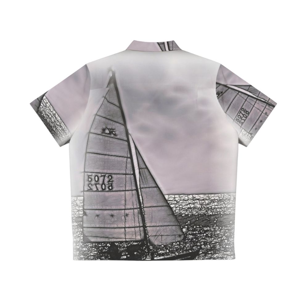 Hobie Hawaiian Shirt with Ocean, Sailing, and Water Sports Imagery - Back