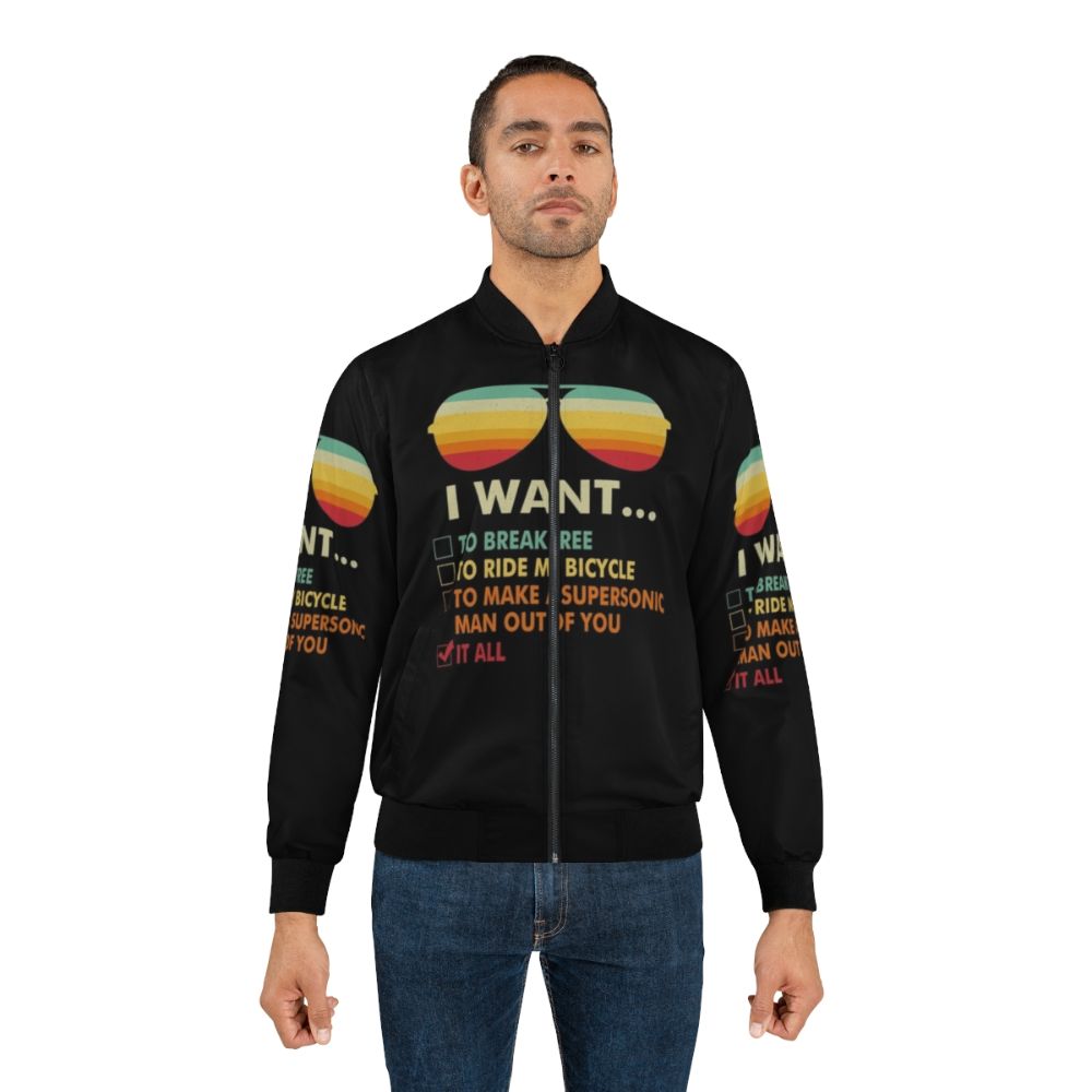 Queen I Want It All Bomber Jacket - Funny Music Lover Gift with Bicycle Costume - Lifestyle