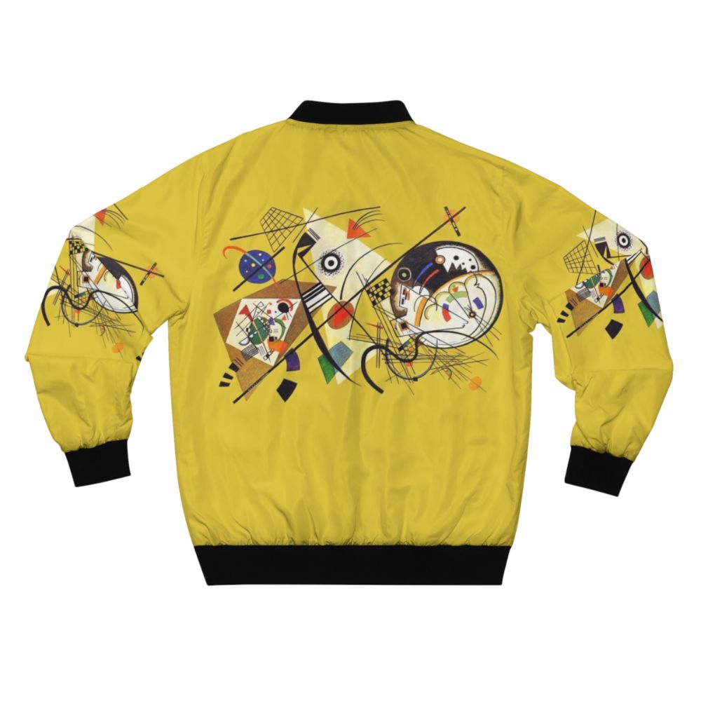 Bomber jacket featuring Wassily Kandinsky's abstract art painting "Transverse Lines (1923)" - Back