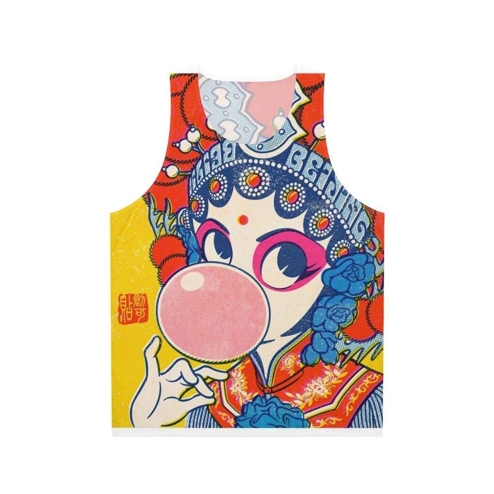 Unisex tank top featuring a pop art design inspired by Chinese culture and Beijing opera