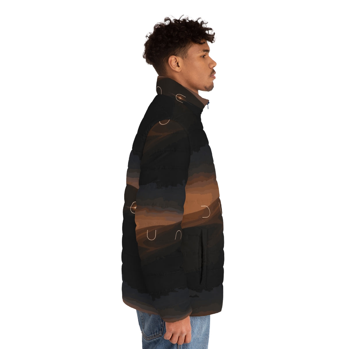 Dune Landscape Puffer Jacket, inspired by the Denis Villeneuve film and featuring Timothy Chalamet's iconic style - men side right