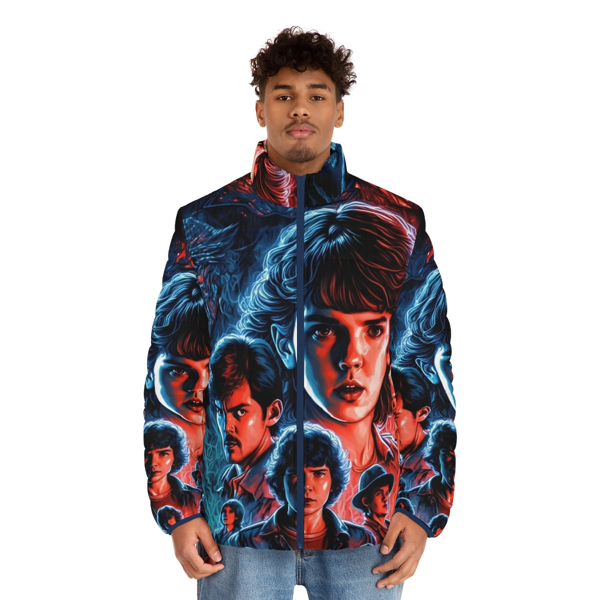 Stranger Things Japanese Style Anime Puffer Jacket - men front