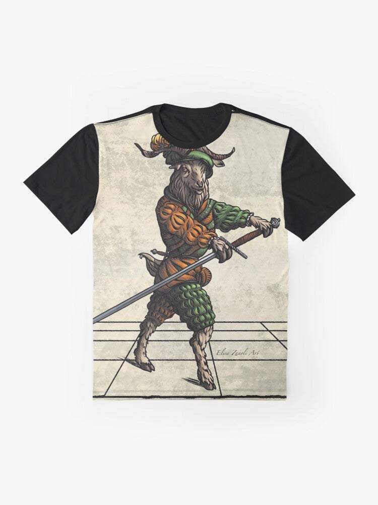 Marozzo - Goat Graphic T-Shirt for Historical European Martial Arts (HEMA) Enthusiasts - Flat lay