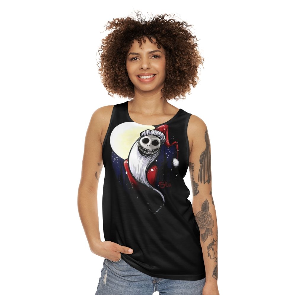 Jack Skellington Santa Claus holiday unisex tank top - women