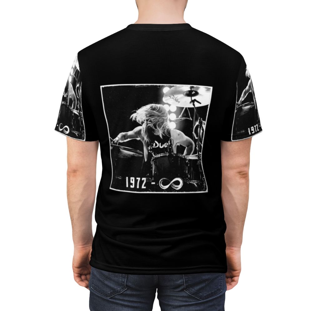 Grunge metal t-shirt featuring a Taylor Hawkins tribute design with the Chevy logo - men back