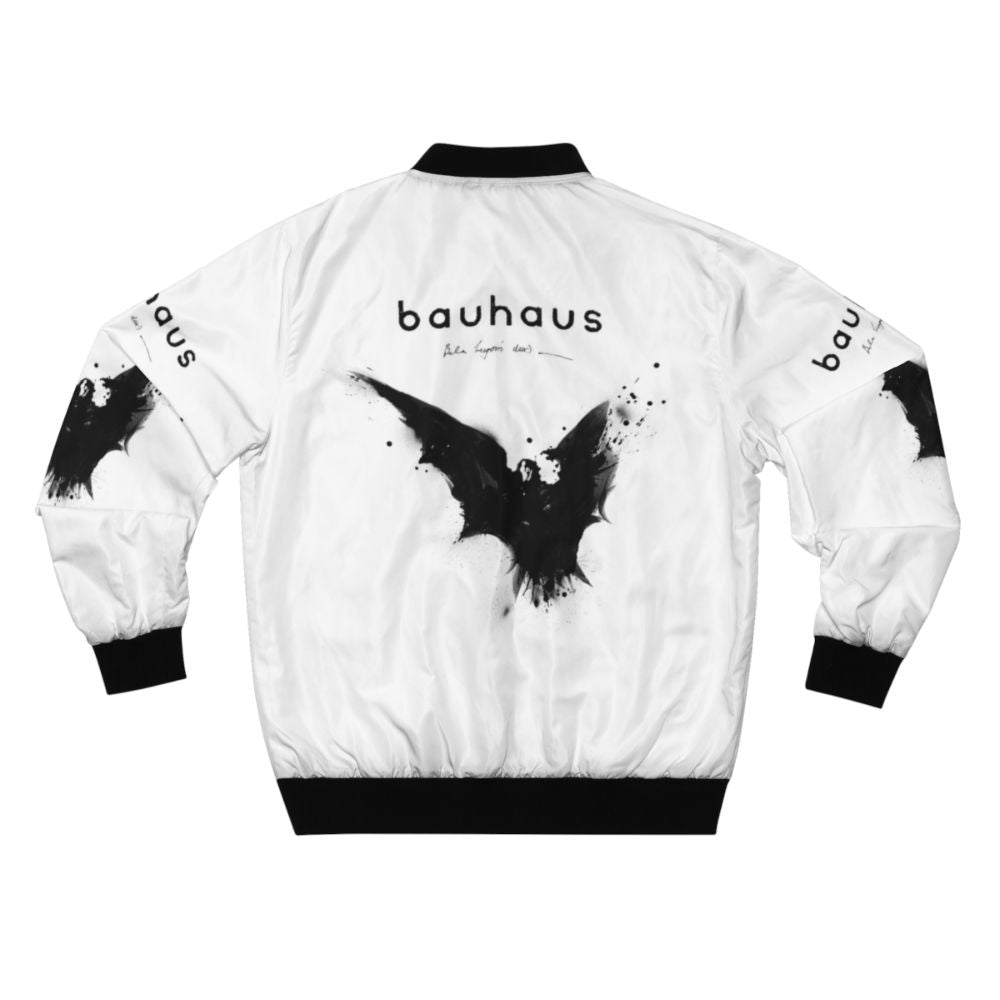 Bela Lugosi's Dead Bauhaus-inspired bomber jacket in black and white with a spatter ink design - Back