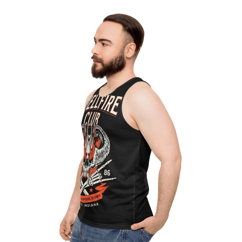 Hellfire Club unisex tank top with Stranger Things-inspired design - men side