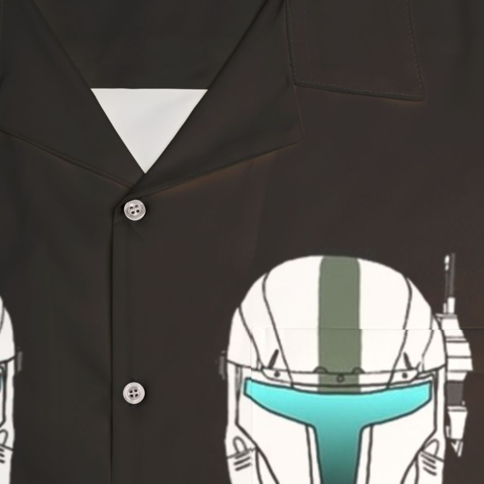 Delta Squad Helmets Hawaiian Shirt with Star Wars Republic Commando Theme - Detail