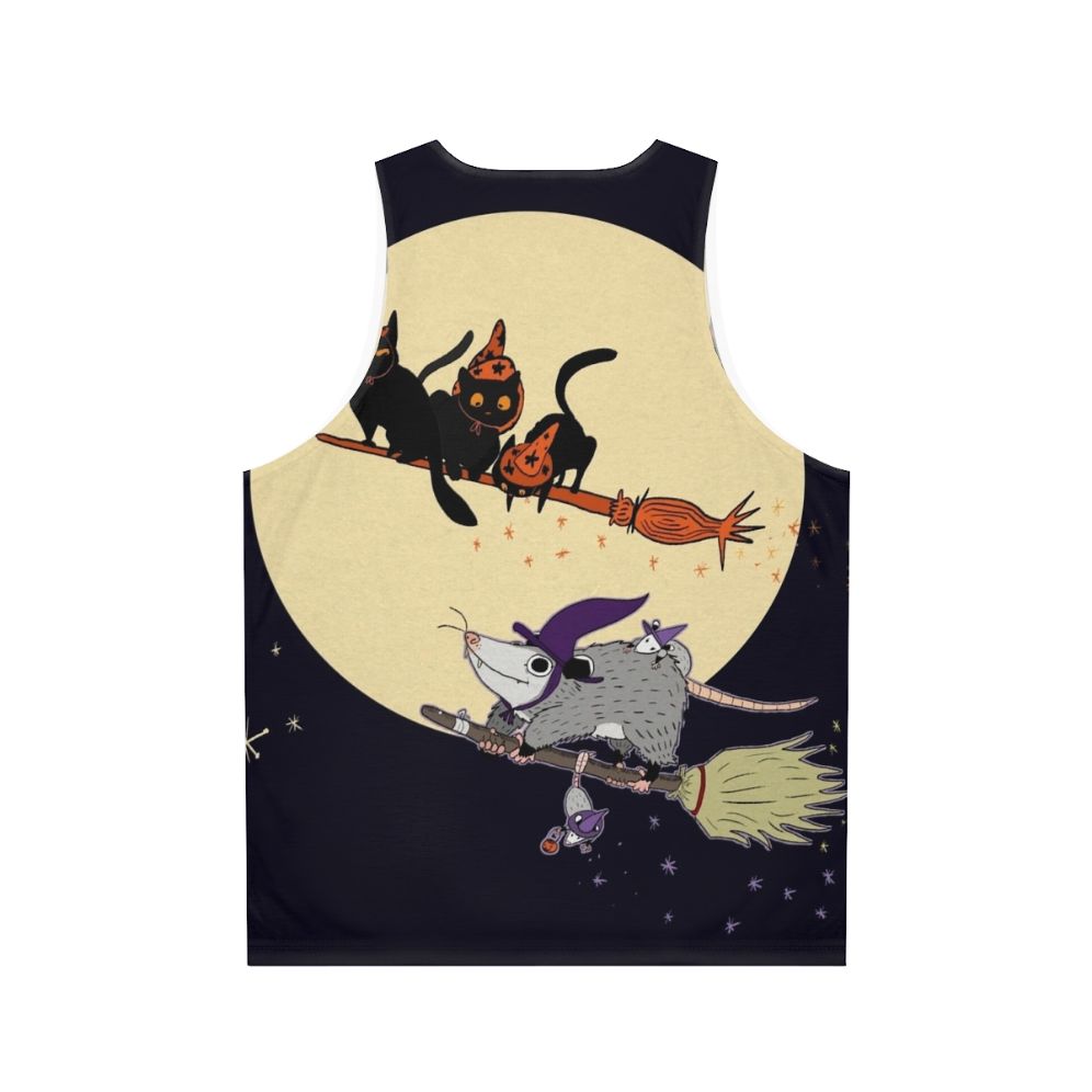 Witches Familiar Unisex Halloween Cat Tank Top - Back