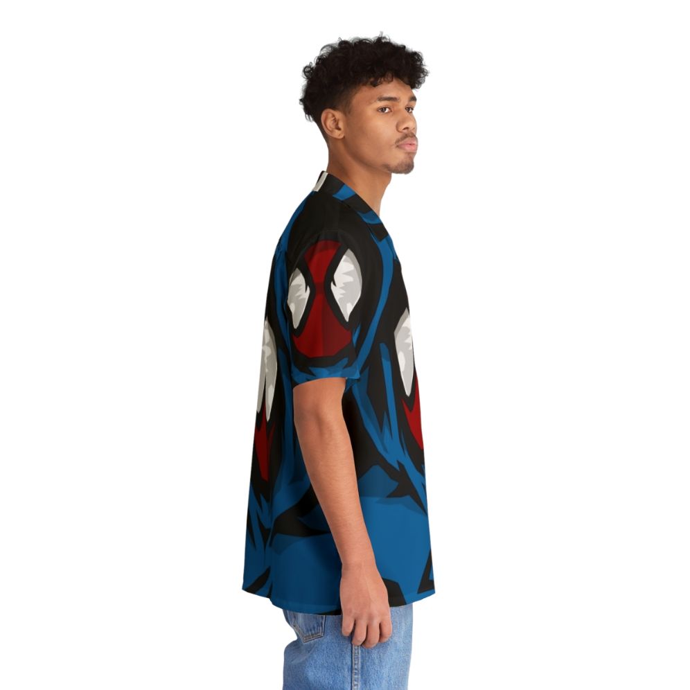 Scarlet Spider inspired Hawaiian shirt with spider web and Marvel design - People Pight