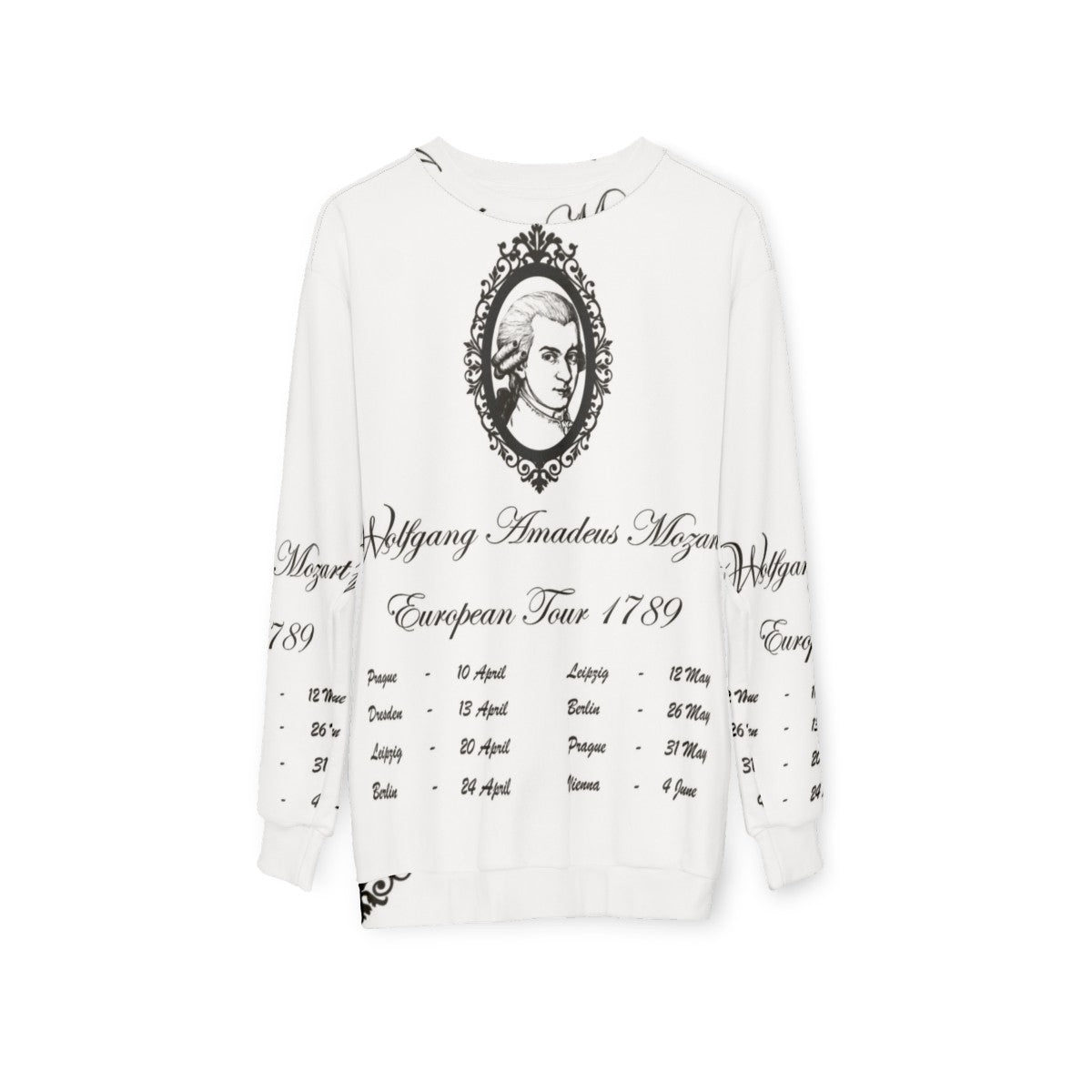 Wolfgang Amadeus Mozart European Tour 1789 Sweatshirt - hanging