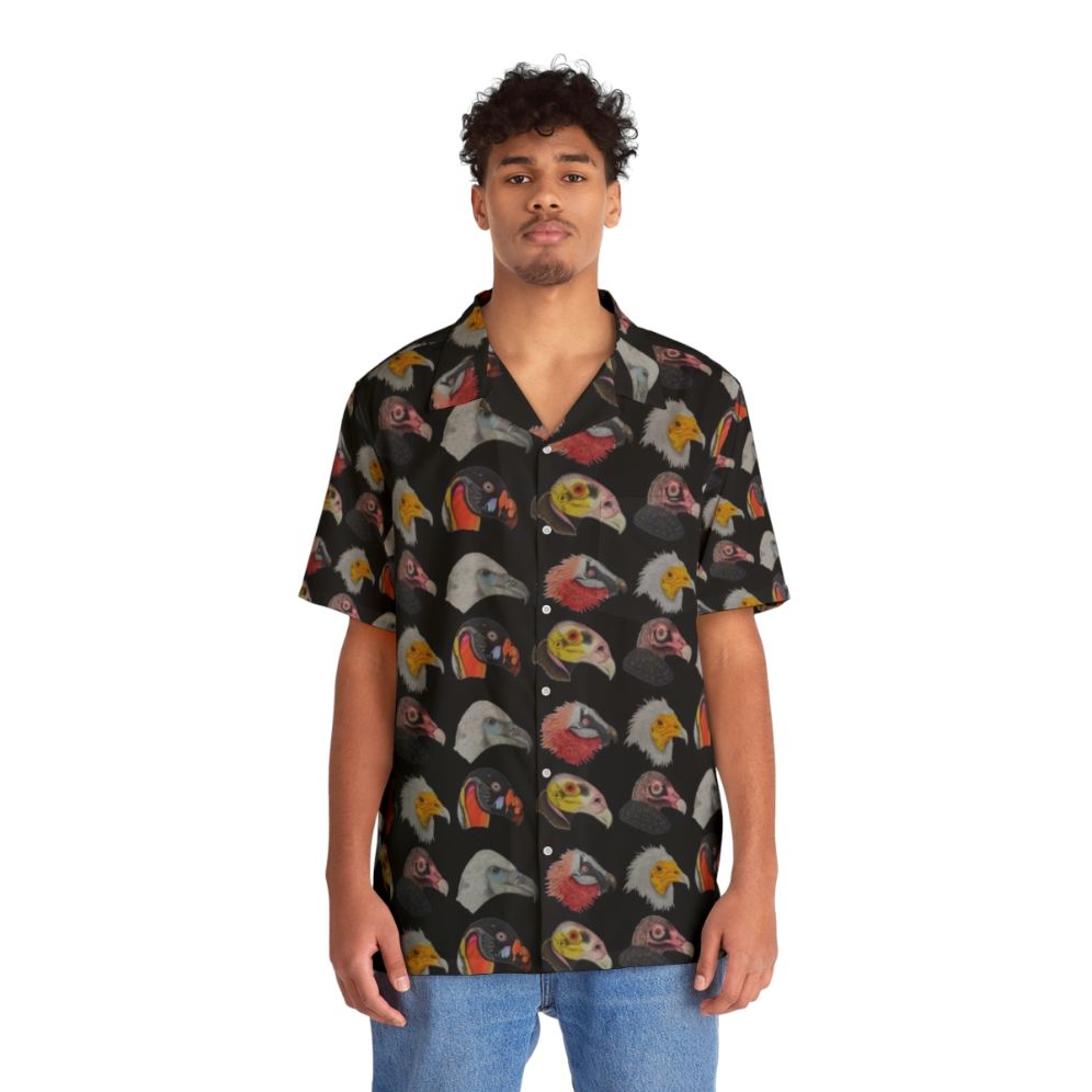 Bearded griffon vulture Hawaiian shirt with tropical nature print - People Front