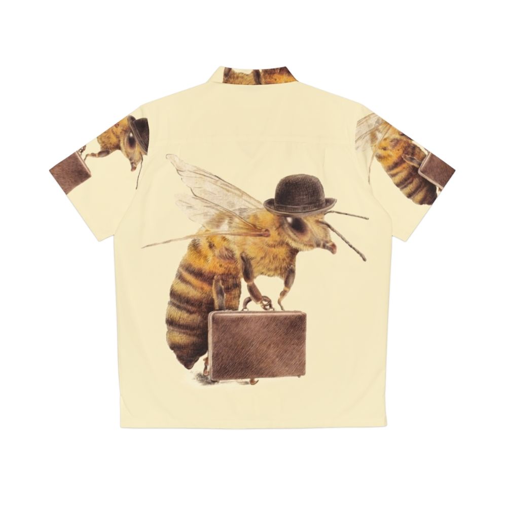 Worker Bee Hawaiian Shirt with Graphic Illustration - Back