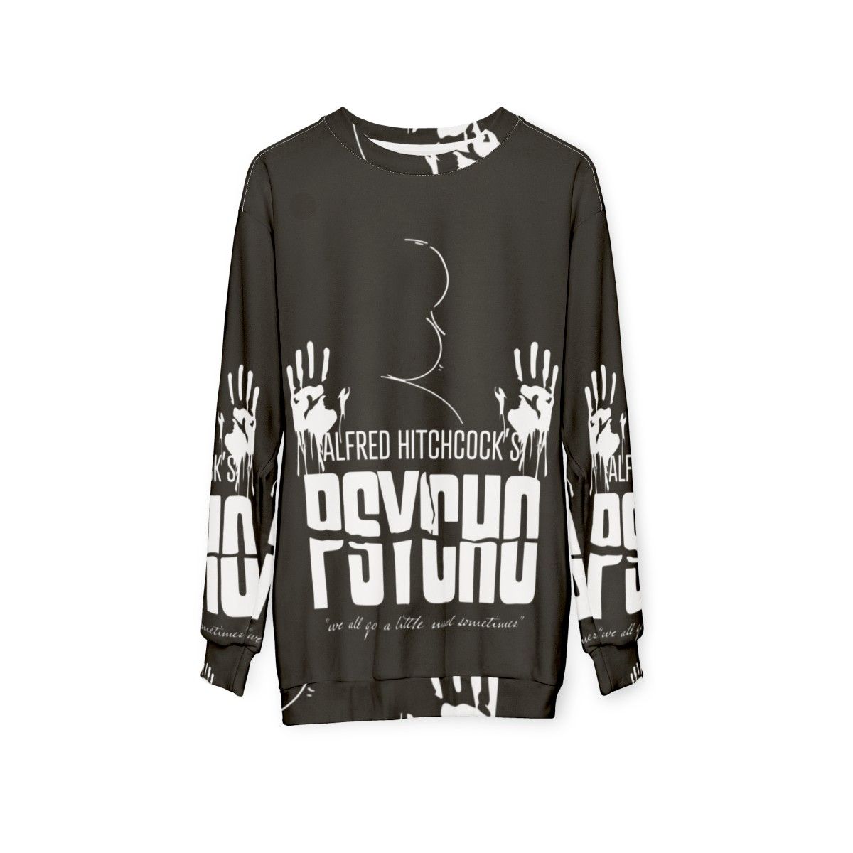 Alfred Hitchcock Psycho Vintage Black and White Sweatshirt - hanging