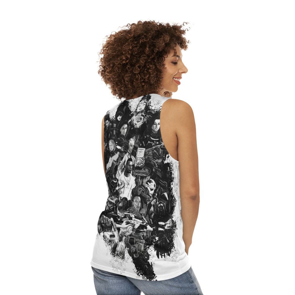 Mass Effect Sci-Fi Unisex Tank Top - women back