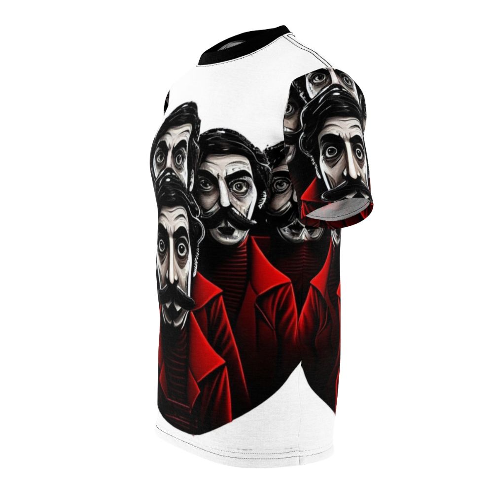 Money Heist Themed T-Shirt with Iconic Imagery and Characters - men left