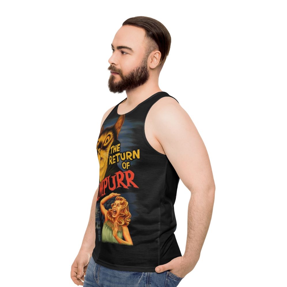 Spooky vampire cat unisex tank top - men side