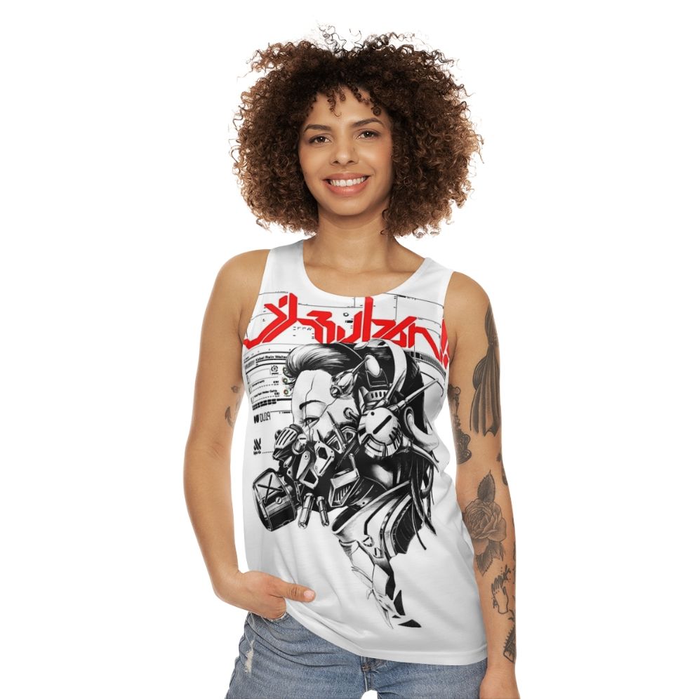 Vaporwave Cyberpunk Cyborg Girl Unisex Tank Top - women