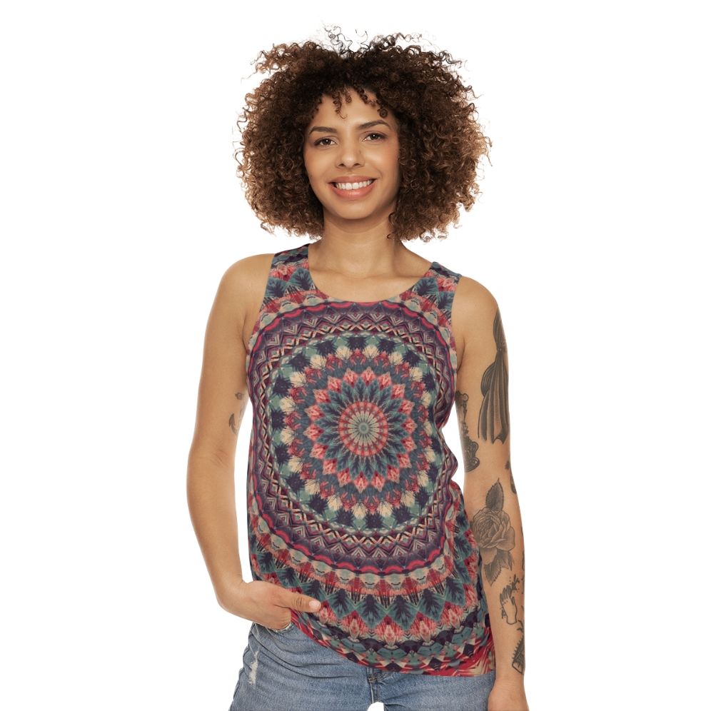 Mandala Unisex Tank Top with Flower of Life Sacred Geometry Design - women