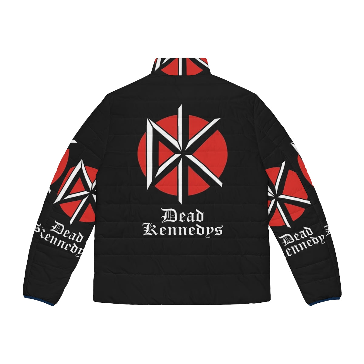 Dead Kennedys Puffer Jacket featuring the band's iconic logo and "Holiday in Cambodia" design - Back