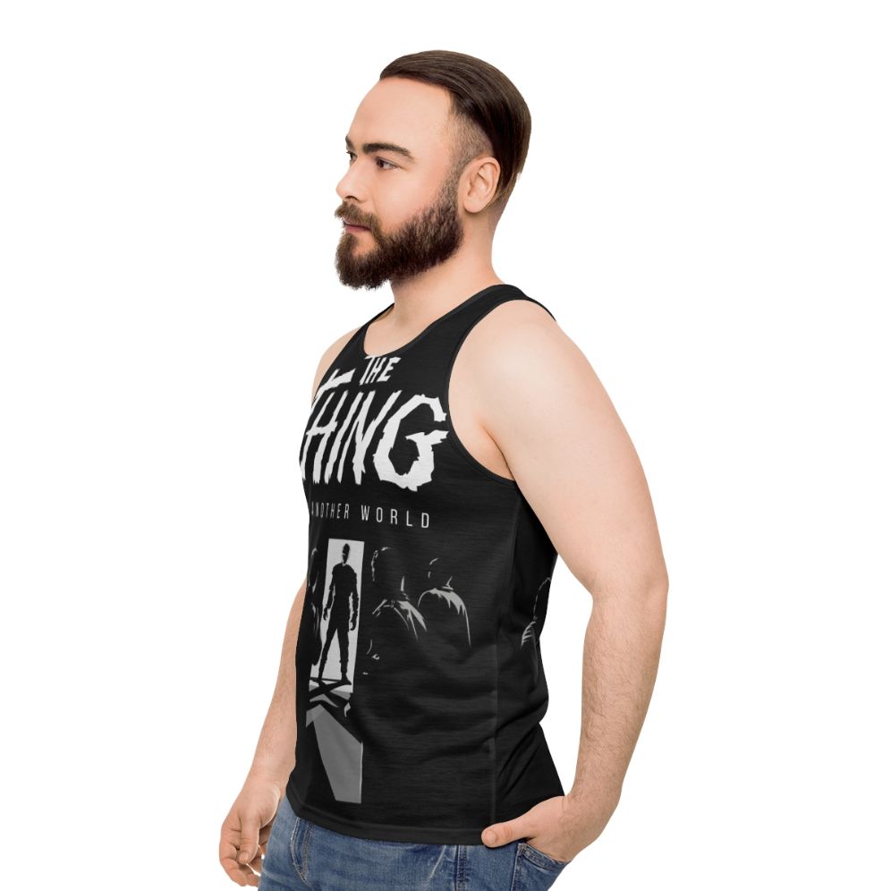 Unisex tank top featuring classic sci-fi horror film 'The Thing from Another World' - men side