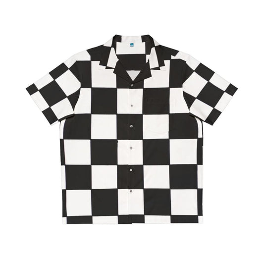 Checkered black and white Hawaiian shirt