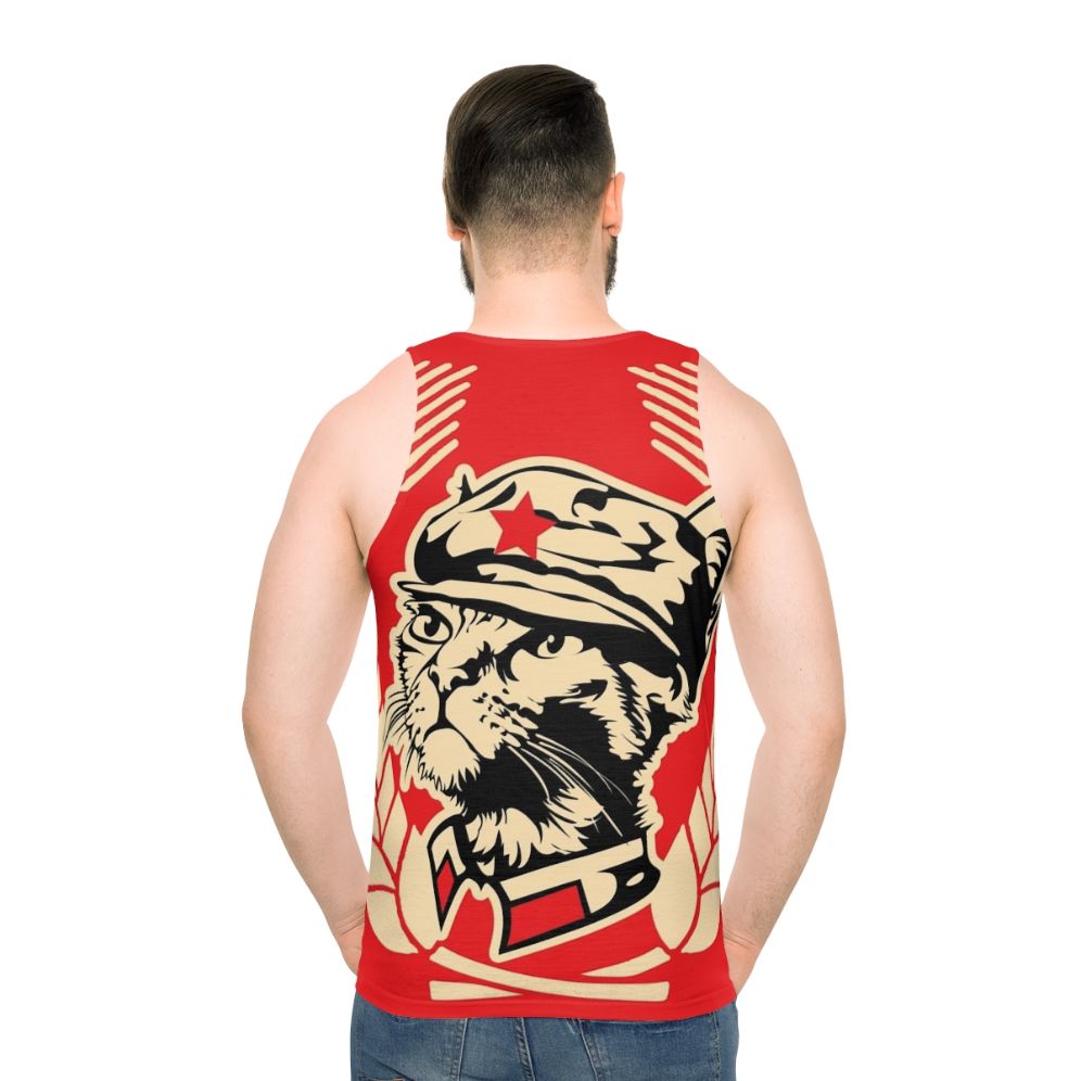 Mini Kitty Commune cat lover's unisex tank top - men back