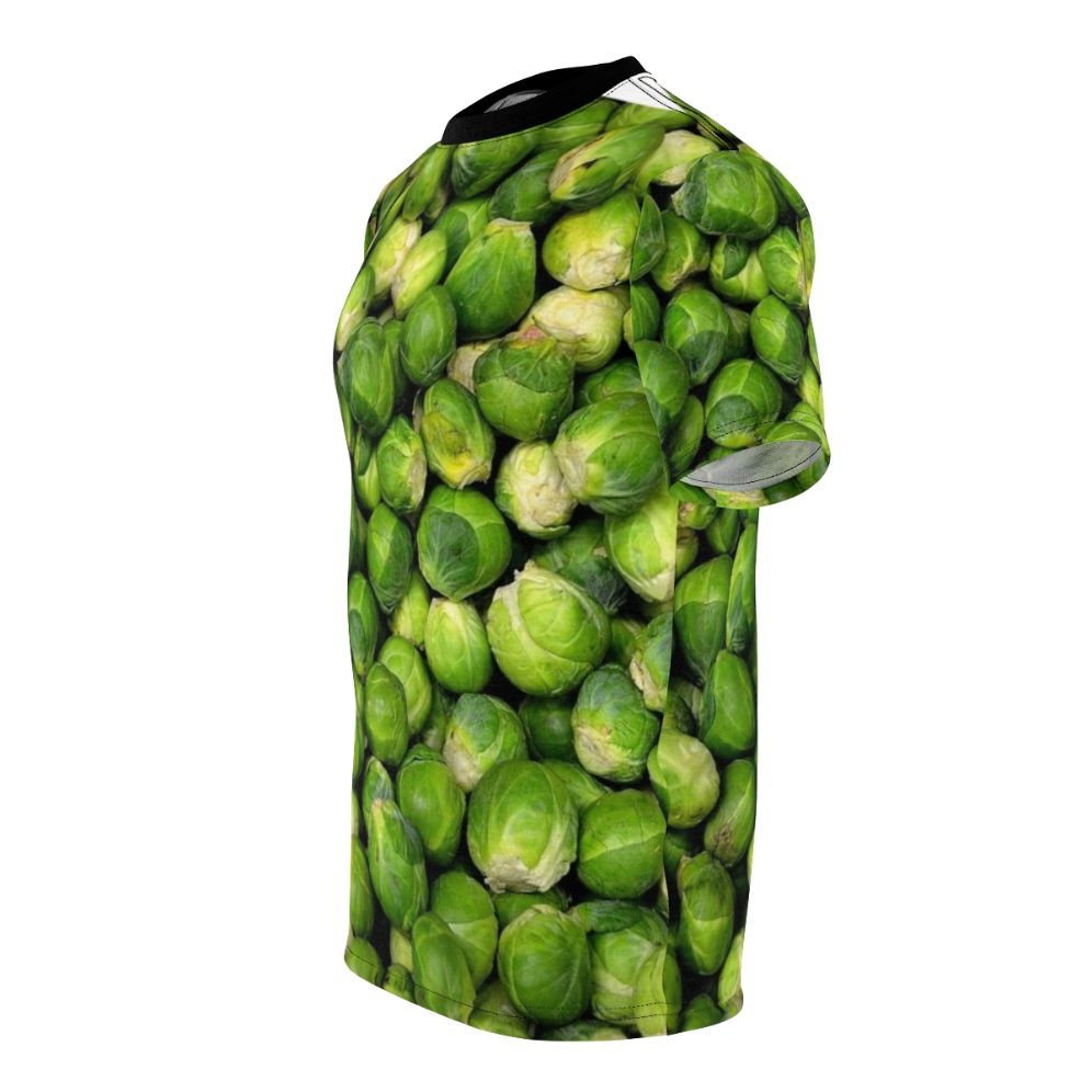 Brussels sprouts graphic printed on a high-quality t-shirt for vegetable enthusiasts - men left