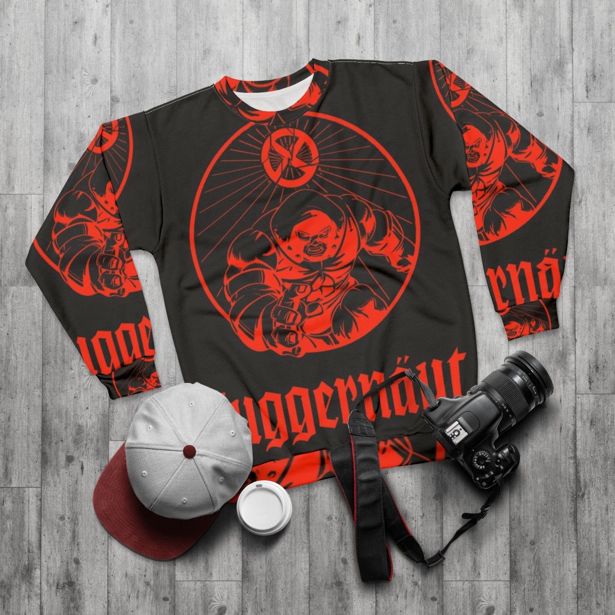 Anesthetic Juggernaut Superhero Villain Parody Sweatshirt - flat lay