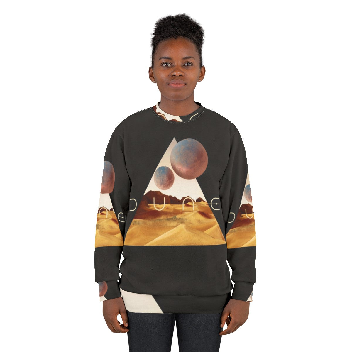 Dune Arrakis Surfer Sweatshirt with Sandworm and Desert Landscape - women