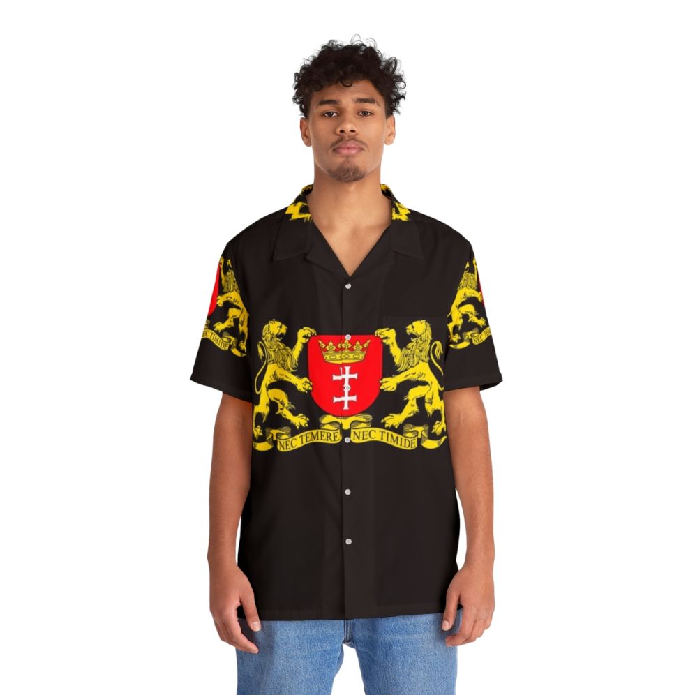 Gdansk Poland Coat of Arms Hawaiian Shirt - People Front