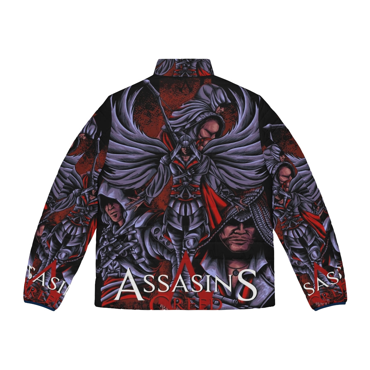 Assassin's Creed Dark Art Puffer Jacket featuring Nordic and Viking-inspired designs - Back