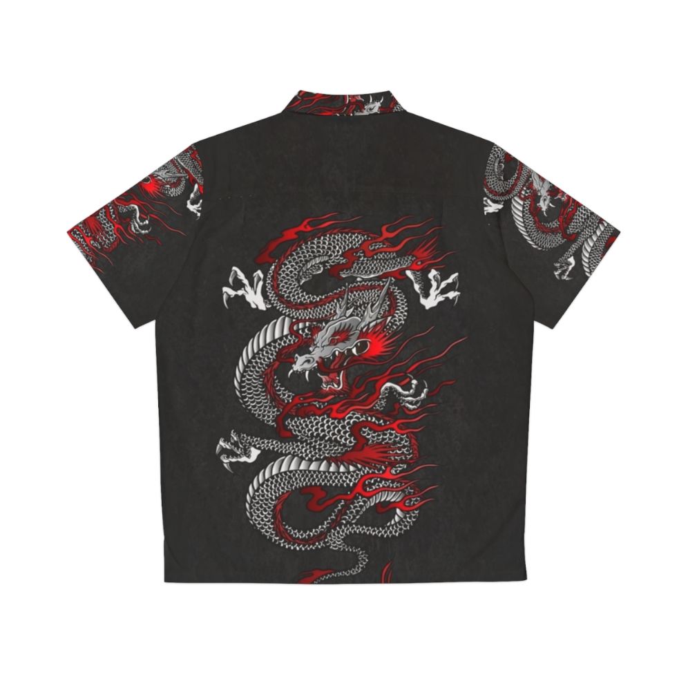 Embroidered asian dragon design on a tropical hawaiian shirt - Back