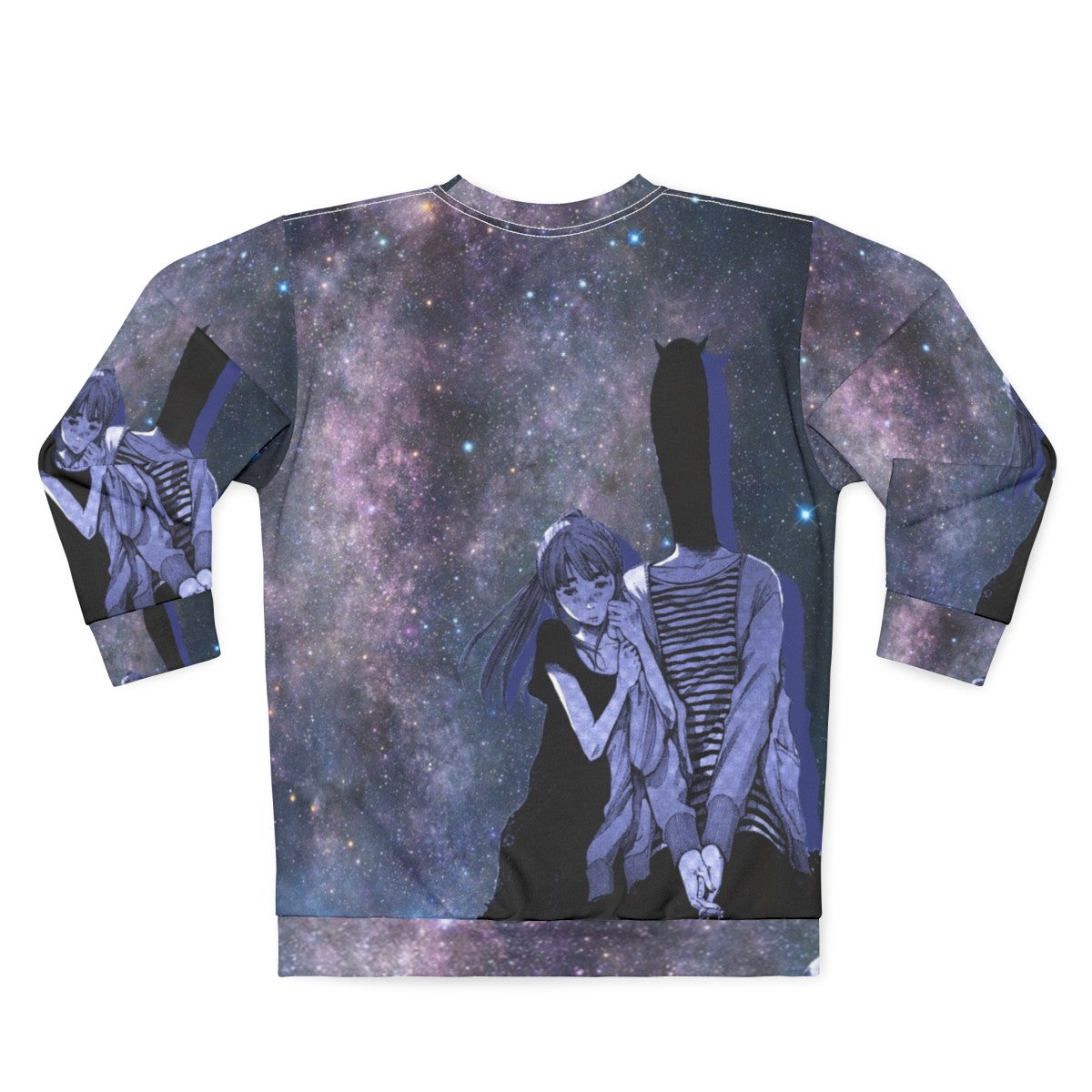 Galaxy night sky sweatshirt with Inio Asano's Punpun design - Back